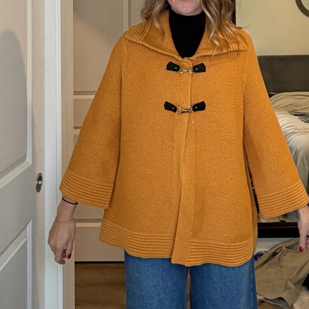 JM Collection Mustard Poncho